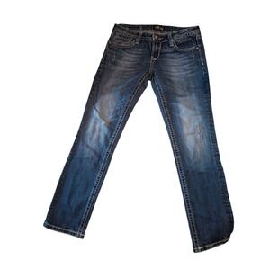 Express REROCK Distressed Straight Slim Jeans Size 2